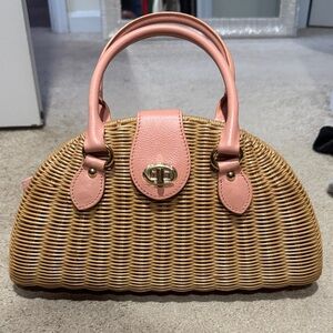 Banana republic Elegant Pink and Tan Woven Shoulder Bag rattan